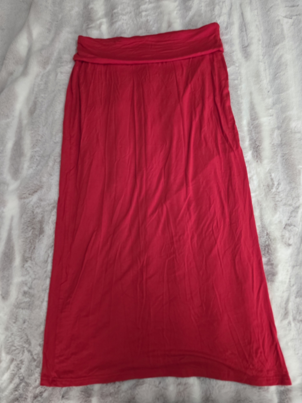 Women’s Fold-Over Waist Maxi Skirt — Red